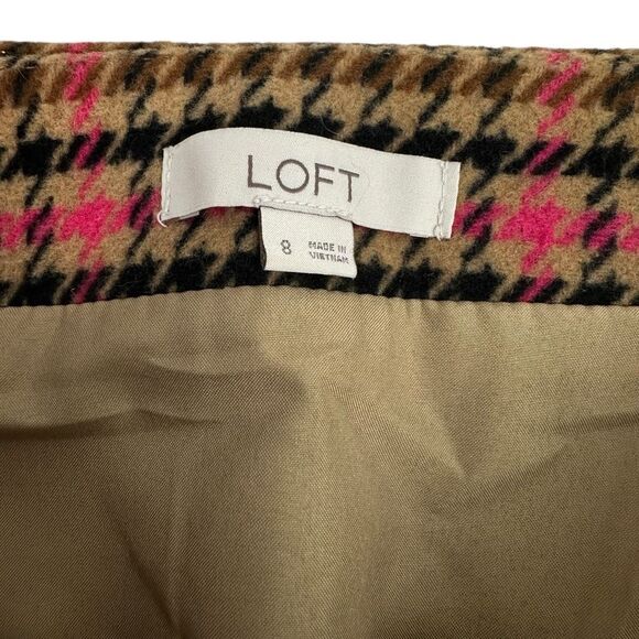 Loft Camel Houndstooth size 8 Skirt - Picture 5 of 7